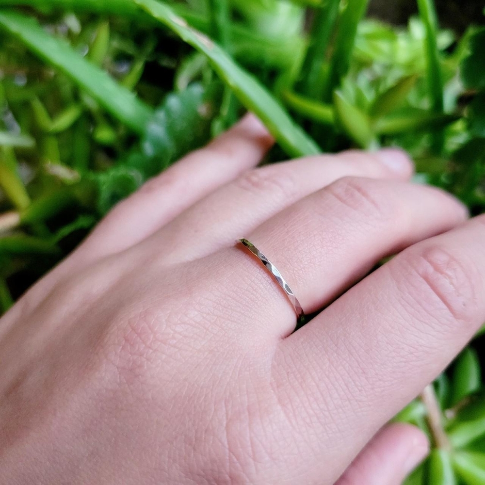 New Solid 925 Sterling Silver Hammered Ring - image 2